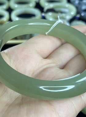 【和田玉】天然和田玉手镯女士玉镯子正品和田玉青海料晴水湖水绿