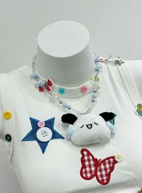 童趣卡通潮配饰甜酷辣妹风小清新kt项链闺蜜锁骨链y2k异形珠颈链