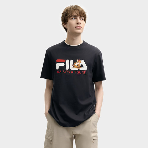 Fila/斐乐黄景瑜同款MAISON KITSUNE联名男子短袖T恤F11M529101F - 图2