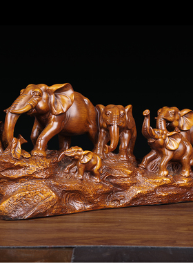 招财乔迁新居电视柜母子大象摆件