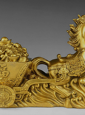 纯铜马上发财办公风水摆设元宝