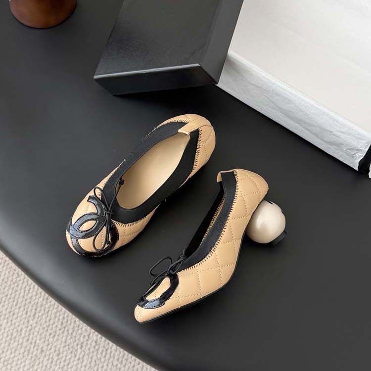 2026春季新款小香风平底芭蕾舞鞋女菱格蝴蝶结珍珠跟高跟女单鞋,淘宝优惠券,粉丝福利购,淘宝优惠卷