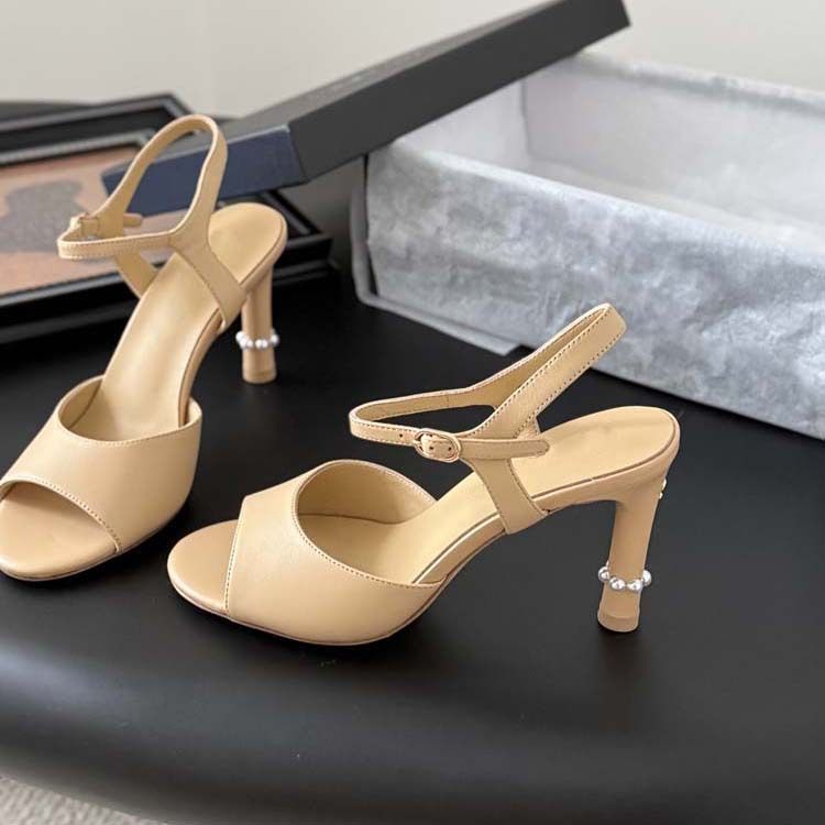 2025春夏新款小香风一字带凉鞋女露趾高跟搭扣外穿时尚百搭女鞋,淘宝优惠券,粉丝福利购,淘宝优惠卷