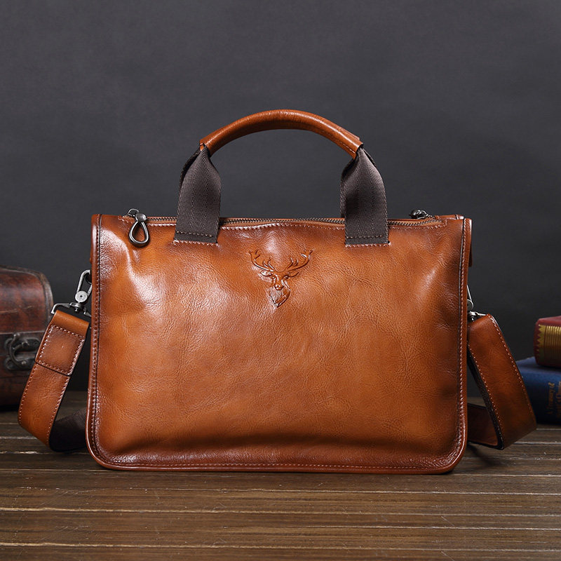 牛皮编织男士休闲复古单肩斜挎包包 venera温尼啦男士包袋