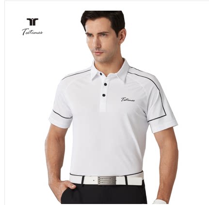打高尔夫球服装男款夏季暗纹短袖T恤运动golf服装薄款透气polo衫 - 图1