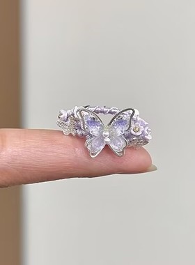 新中式紫色渐变戒指高级感