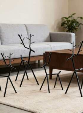 现代铁艺小鹿大小摆件 黑色铁艺几何工艺品摆件 家居装饰品