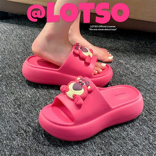 细细条 迪士尼草莓熊拖鞋女士夏季外穿防滑时尚可爱EVA厚底凉拖鞋 - 图0