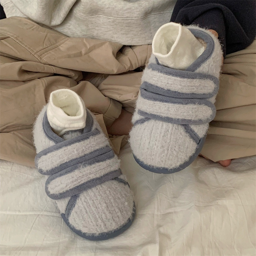 细细条 日系拼色魔术贴儿童毛毛鞋休闲防滑男童女童亲子豆豆鞋冬,淘宝优惠券,粉丝福利购,淘宝优惠卷