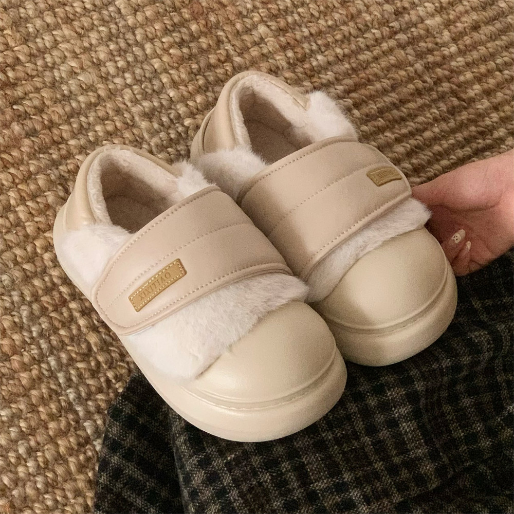 细细条 高级感时尚加绒板鞋女百搭冬季户外防滑ins魔术贴面包棉鞋,淘宝优惠券,粉丝福利购,淘宝优惠卷