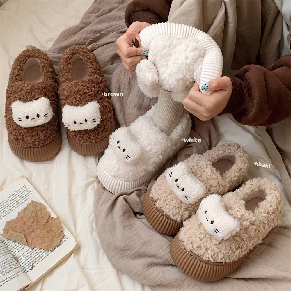 细细条 卡通小猫棉鞋女可爱外穿毛毛鞋保暖加绒羊羔毛面包鞋冬天,淘宝优惠券,粉丝福利购,淘宝优惠卷