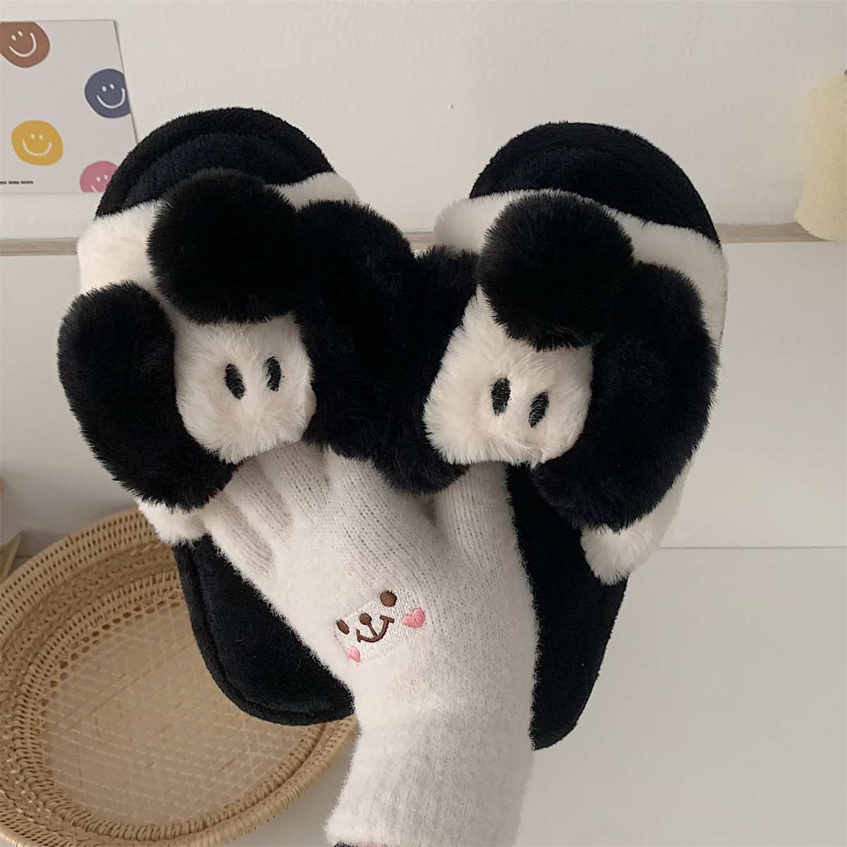 细细条 呆萌狗狗一字棉拖鞋男女秋冬季休闲居家情侣趣味毛毛拖鞋,淘宝优惠券,粉丝福利购,淘宝优惠卷