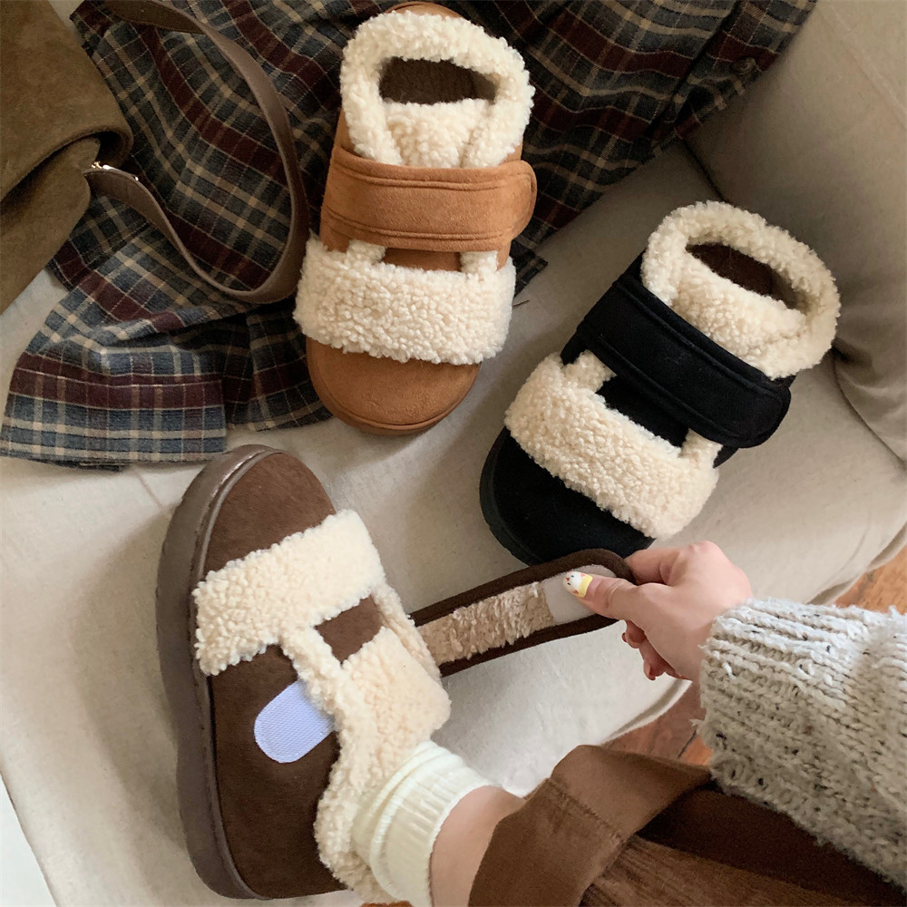 细细条 一脚蹬勃肯鞋冬季百搭室外亲子复古保暖女士魔术贴棉拖鞋,淘宝优惠券,粉丝福利购,淘宝优惠卷