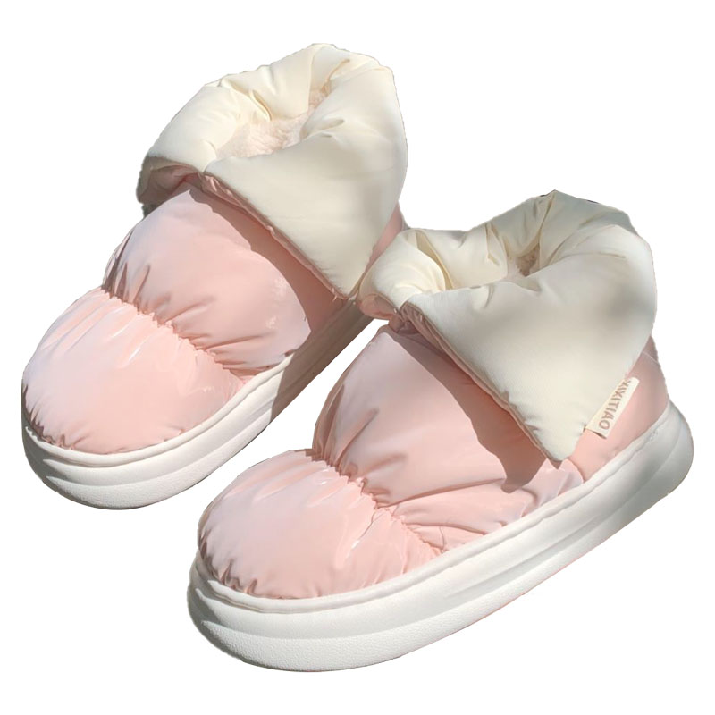 细细条 冬季外穿保暖加绒加厚防水羽绒布棉鞋时尚撞色雪地靴女ins - 图3