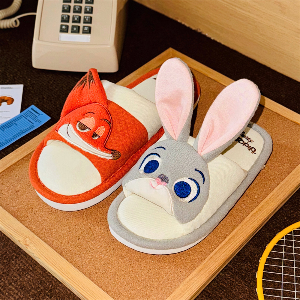 细细条 迪士尼正版尼克朱迪棉麻拖鞋男女春夏舒适居家情侣地板鞋,淘宝优惠券,粉丝福利购,淘宝优惠卷