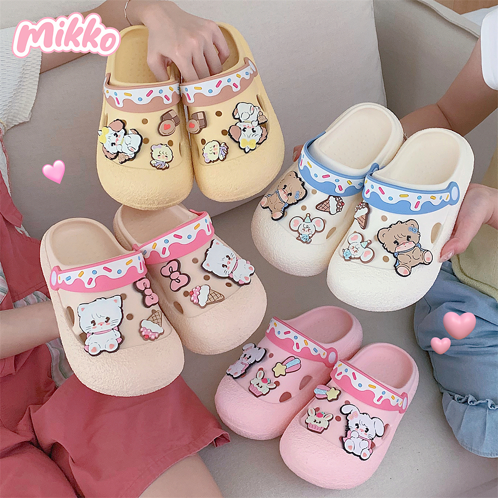 细细条 Mikko联名洞洞鞋少女心外穿防滑亲子包头可爱兔子凉拖鞋夏 - 图1