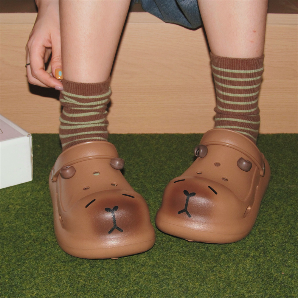 细细条 儿童洞洞鞋eva软底趣味卡皮巴拉男童女童拿铁色亲子凉鞋夏,淘宝优惠券,粉丝福利购,淘宝优惠卷