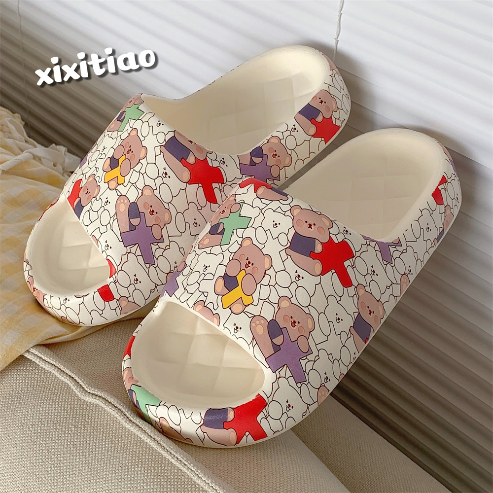 细细条 软平底防滑学生夏季休闲居家凉拖鞋创意可爱小熊女士拖鞋,淘宝优惠券,粉丝福利购,淘宝优惠卷