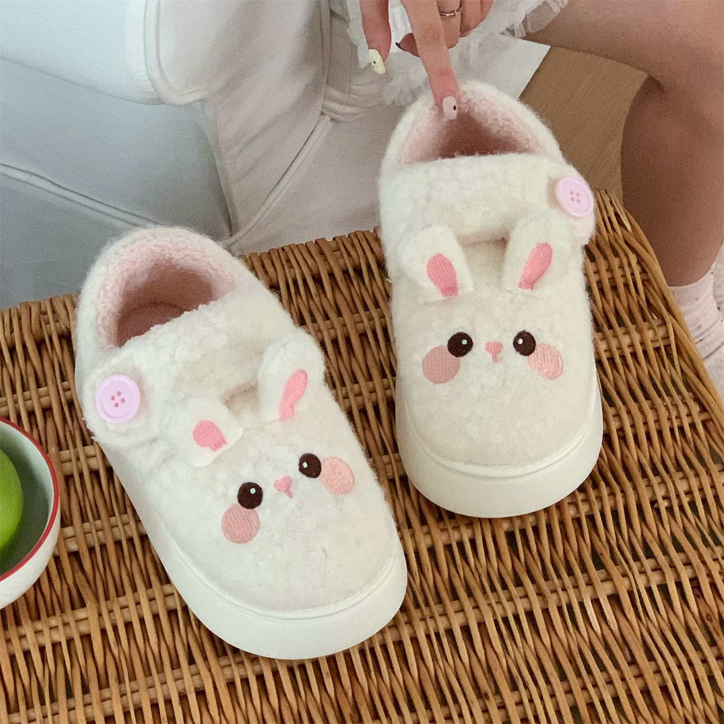 细细条 软萌可爱小兔子棉鞋外穿女防滑厚底冬少女加绒勃肯面包鞋,淘宝优惠券,粉丝福利购,淘宝优惠卷