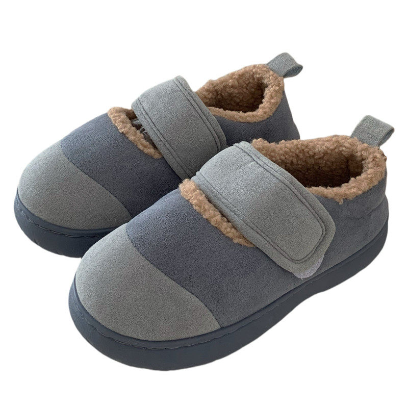 细细条 韩版ins潮魔术贴棉鞋复古撞色冬季户外时尚防滑平底豆豆鞋,淘宝优惠券,粉丝福利购,淘宝优惠卷