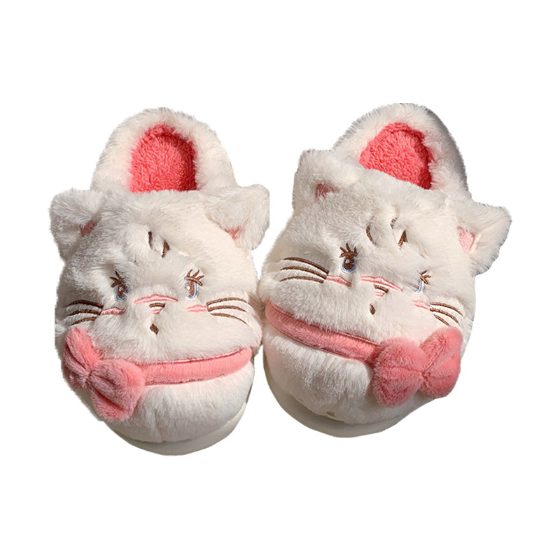 细细条 甜美蝴蝶结小猫棉拖鞋女正版mikko冬季新款网红居家毛毛鞋,淘宝优惠券,粉丝福利购,淘宝优惠卷