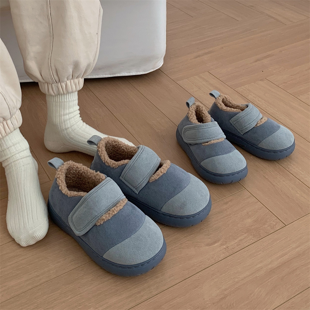 细细条 韩版ins潮魔术贴棉鞋复古撞色冬季户外时尚防滑平底豆豆鞋,淘宝优惠券,粉丝福利购,淘宝优惠卷