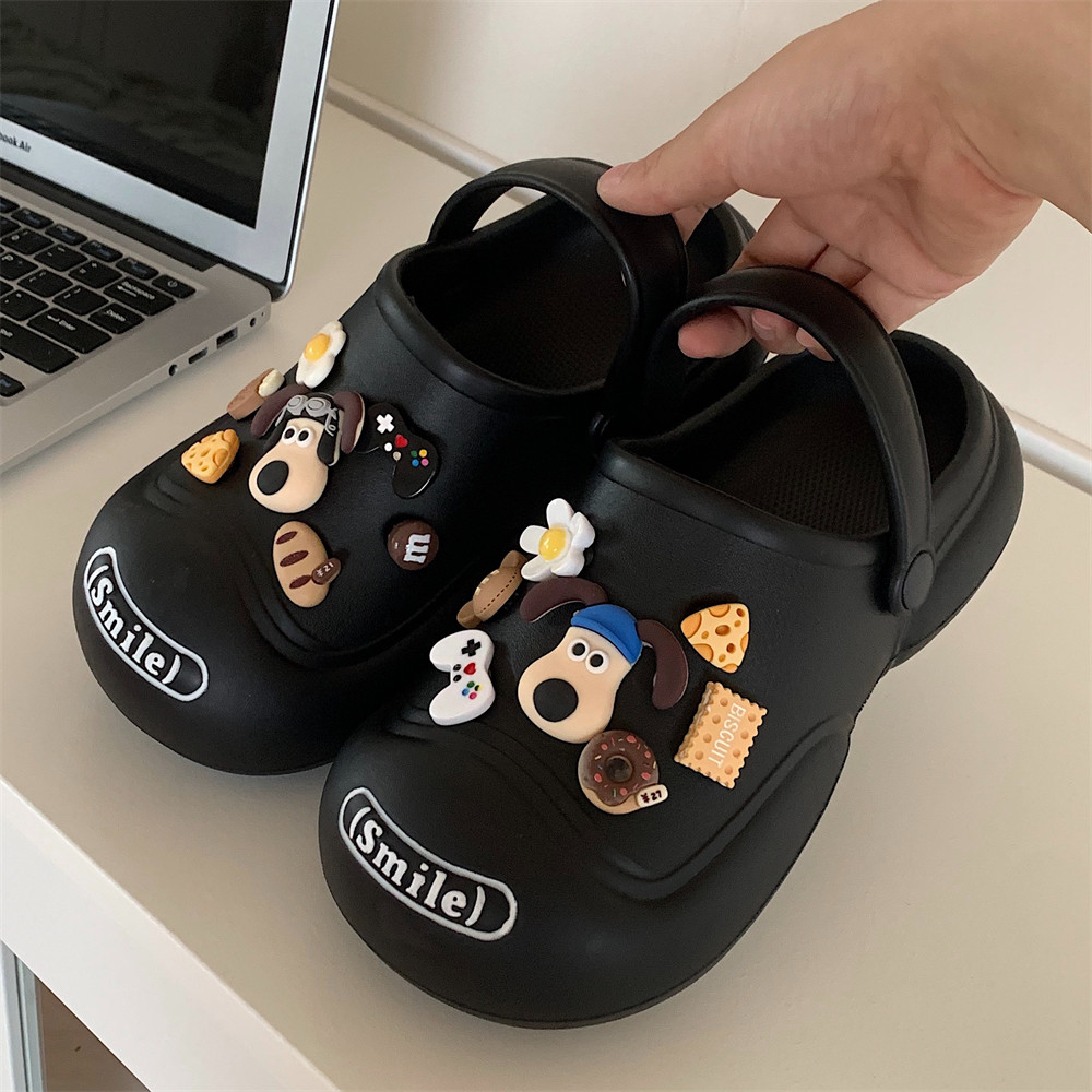 细细条 趣味可爱大头小狗配饰洞洞鞋男女外穿百搭踩屎感eva凉鞋夏,淘宝优惠券,粉丝福利购,淘宝优惠卷