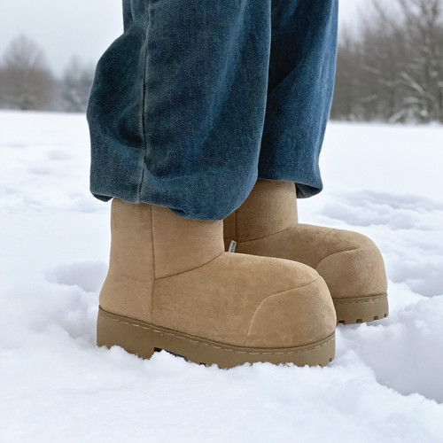 细细条 丑萌大头雪地靴女冬厚底加绒加厚东北棉靴防滑保暖棉鞋ins - 图3