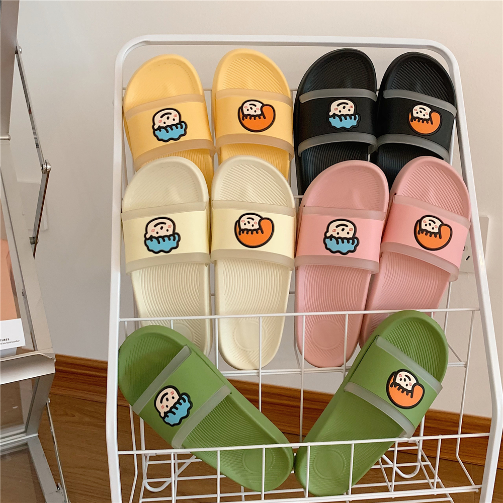 细细条 拖鞋女夏学生ins可爱卡通居家用情侣防滑防臭洗澡凉拖鞋男 - 图0