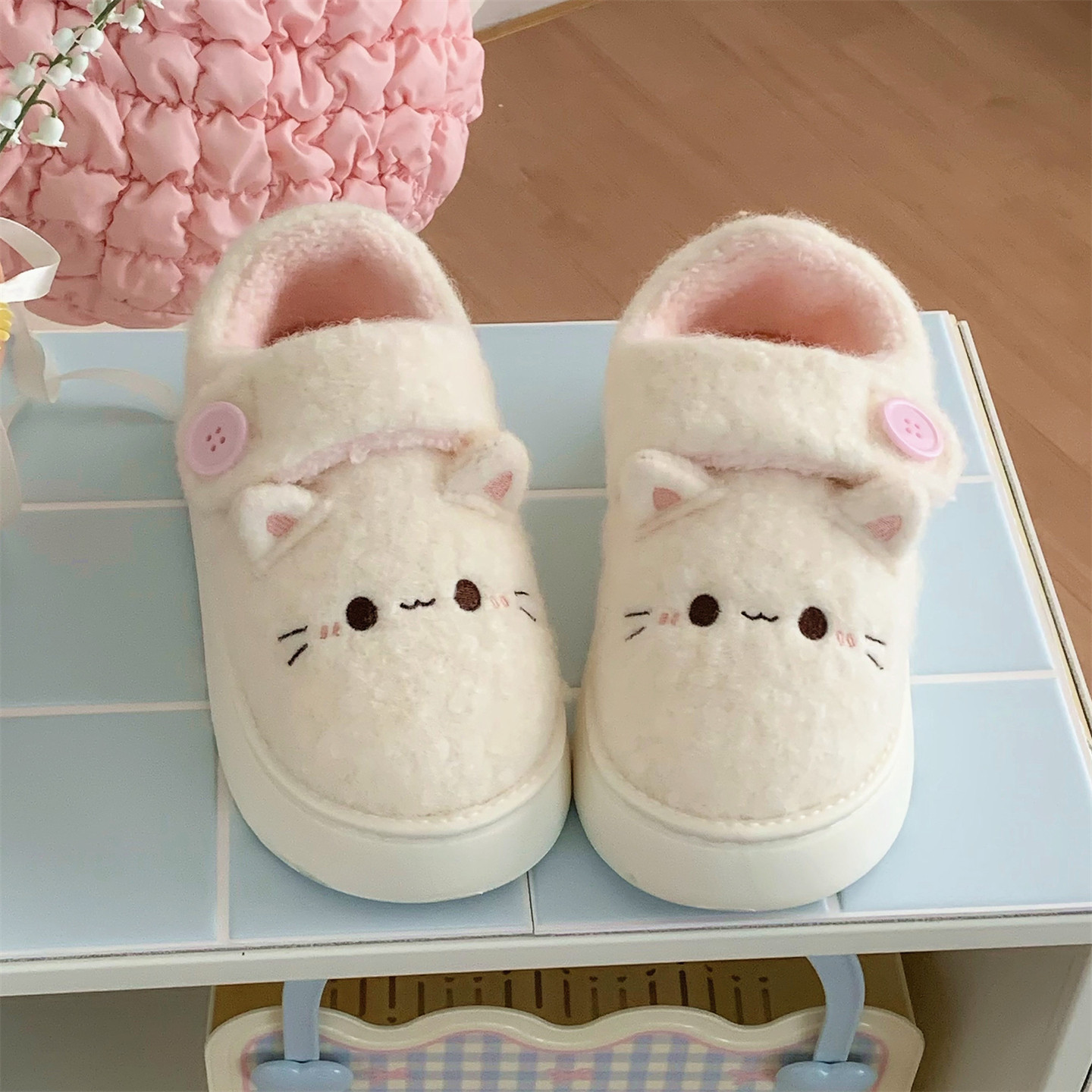 细细条 百搭软萌小兔加绒乐福棉鞋防滑厚底冬季学生外穿面包鞋女,淘宝优惠券,粉丝福利购,淘宝优惠卷