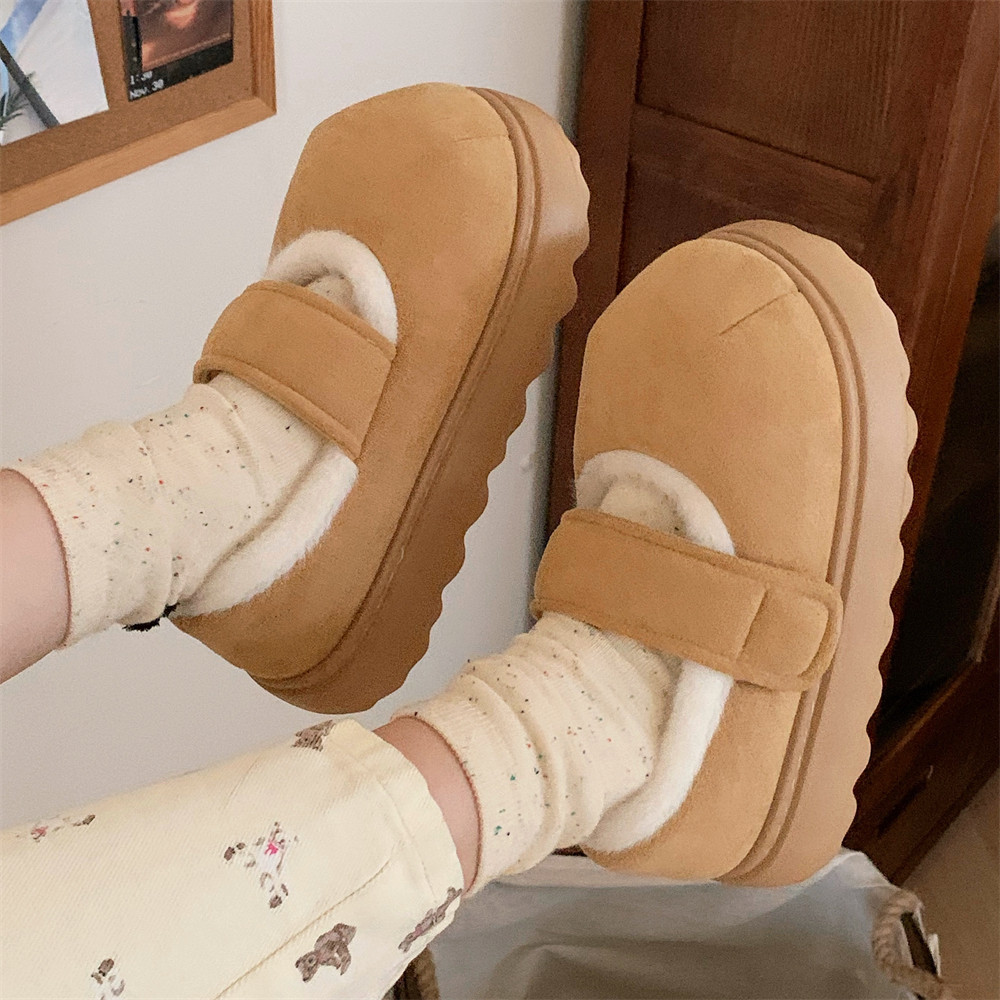 细细条 懒人魔术贴棉鞋厚底百搭冬季学生休闲外穿简约风豆豆鞋女,淘宝优惠券,粉丝福利购,淘宝优惠卷