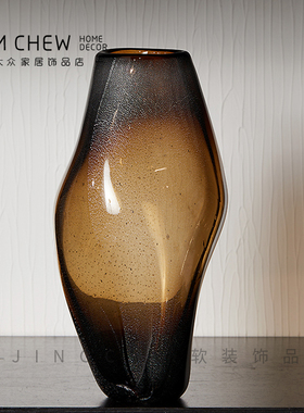 美式北欧茶色高级质感花瓶插花异形花器水样鲜花干花样板间售楼处