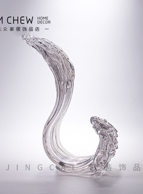 轻奢极简现代玄关电视柜高档几何质感白清透海浪摆件送礼乔迁装饰