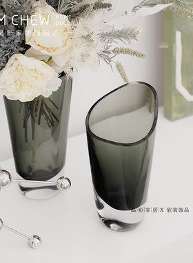 北欧现代黄色玻璃花瓶电视柜