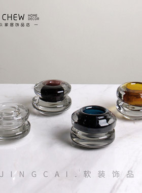 轻奢水晶透明香水瓶小摆件香薰浴室梳妆台家居饰品软装售楼处装饰