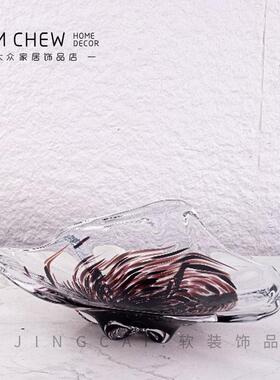 北欧创意灰色三角果盘摆件样板房电视柜书房客厅桌面玄关软装饰品