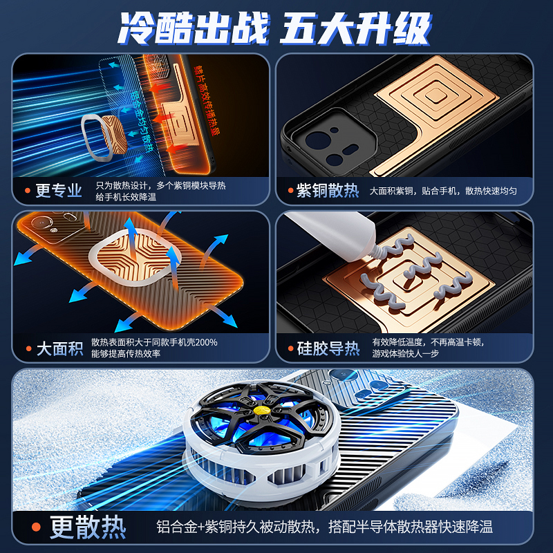 降温神器适用Phone华硕rog8散热rog7游戏rog9手机壳rog6全包5防摔磁吸紫铜导热电竞个性新款男女金属高档 - 图2