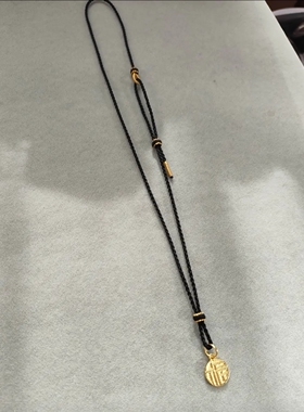 手工编织细款项链绳子吊坠挂绳玉石黑金绳小吊坠黄金挂件绳可调节