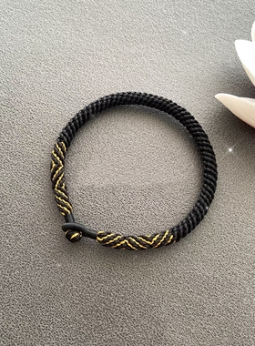 本命年手工编绳加粗黑金色手链金箍棒悟空手绳男士高端定制精工