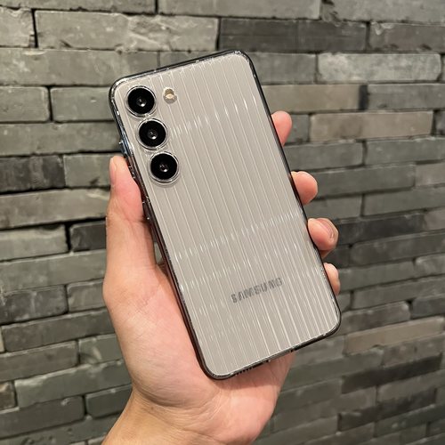 高级感高透黑灰色瓦楞行李箱适用三星S23U手机壳条纹GalaxyS24Ultra保护套s23+全包S24plus+简约s24u超薄硬壳 - 图0
