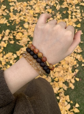 拾萤原创手作百搭轻奢红玛瑙老水晶手串小众新中式国风手链送闺蜜