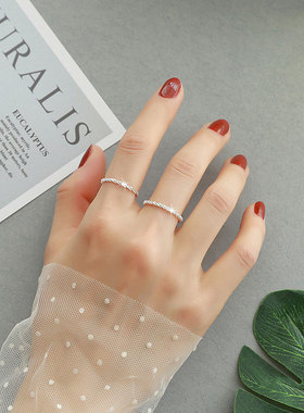 波光粼粼超闪戒指女纯银满天星