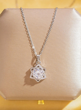 锆石六芒星钛钢项链女时尚百搭网红锁骨链小众气质设计感饰品