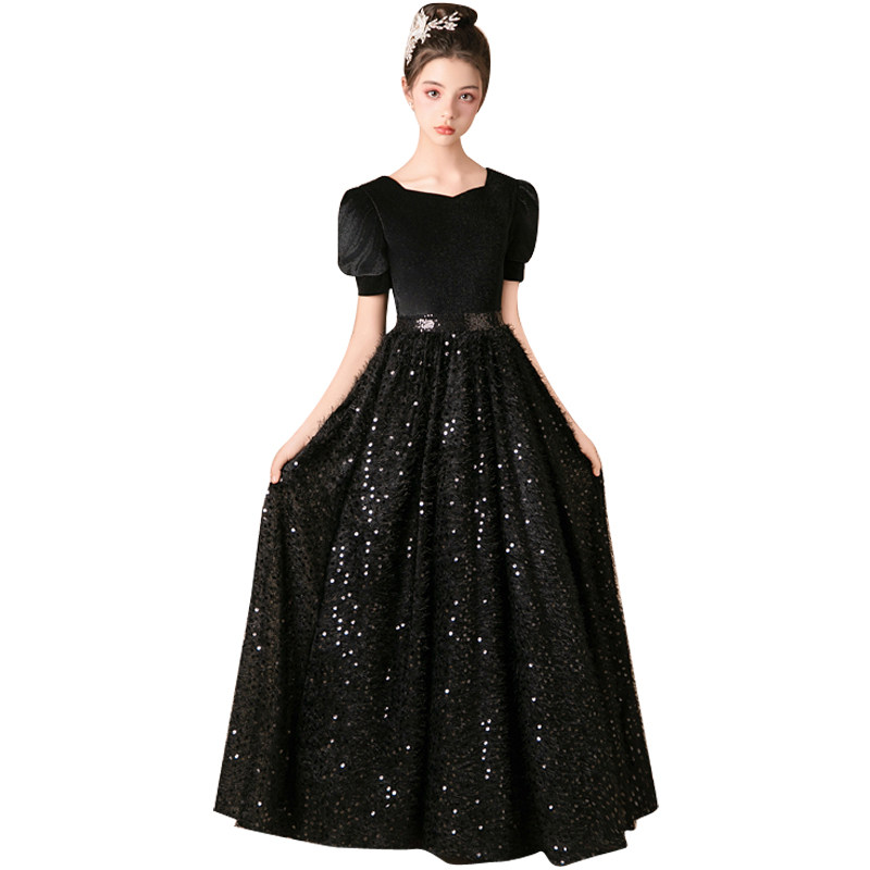 少女大童钢琴小提琴演奏主持人合唱团体演出礼服丝绒泡泡袖公主裙,淘宝优惠券,粉丝福利购,淘宝优惠卷