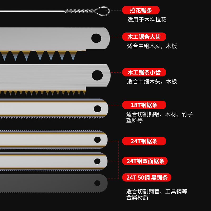 手锯高碳钢锯条手工钢锯条手用钢锯片条金属木工切割强力拉花线锯