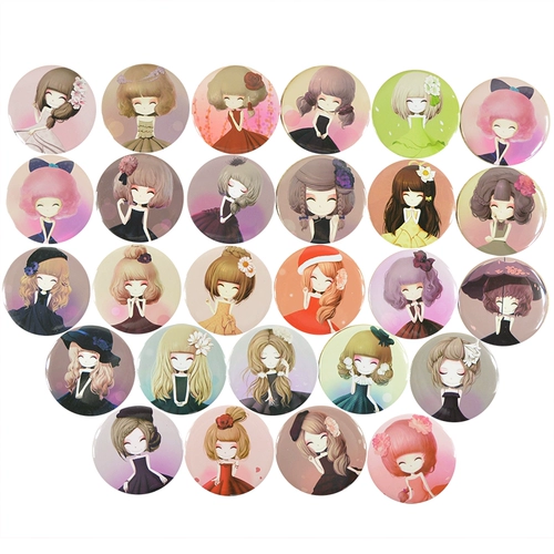 Милое маленькое круглое мультяшное зеркало, в корейском стиле, принт