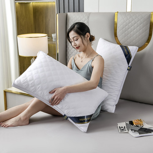 买一送一】五星级酒店款枕头芯成人单人家用一对护颈羽丝绒枕头 - 图0