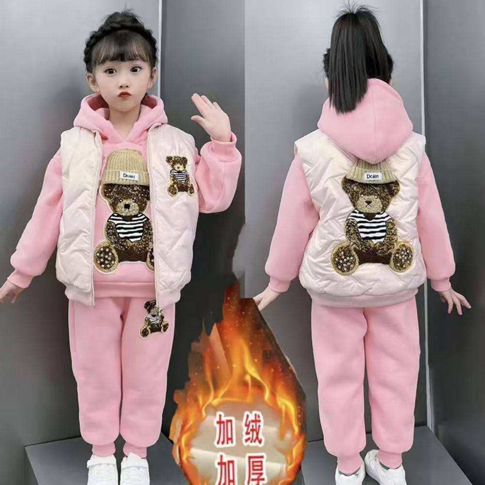 女童三件套秋冬款2025新款中大儿童裤套装加绒卫衣洋气女孩运动装,淘宝优惠券,粉丝福利购,淘宝优惠卷