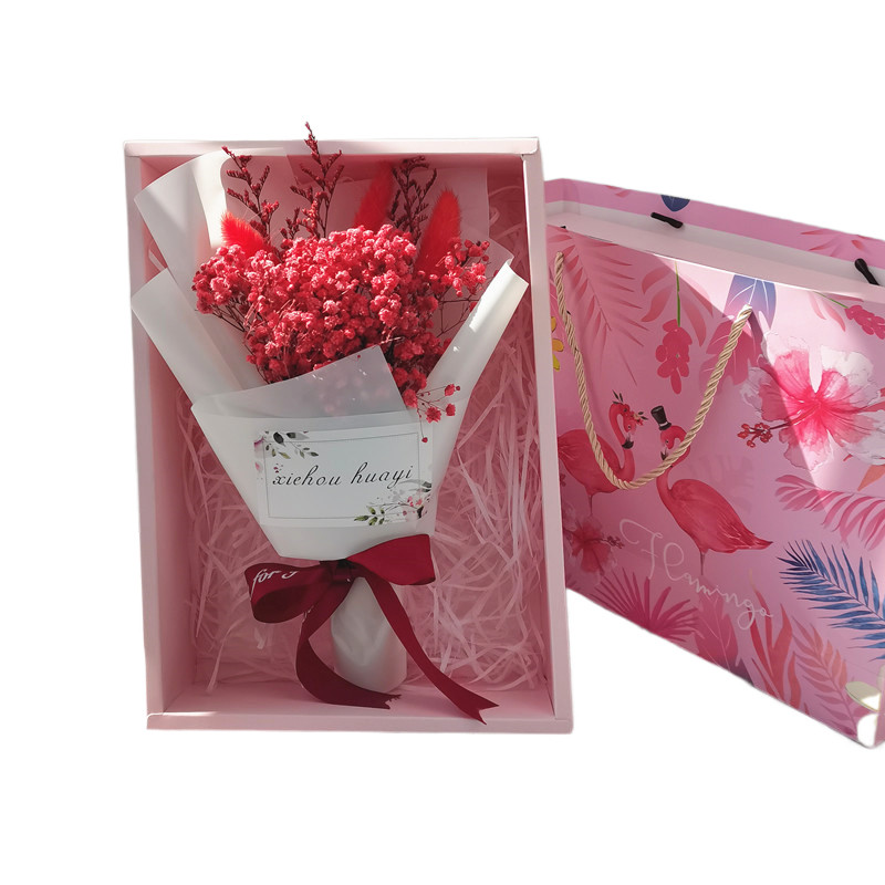 满天星永生花玫瑰毕业干花束礼盒送女友闺蜜生日情人节ins520礼物