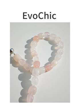 天然粉晶磁吸扣方糖形项链极简风高级感项链